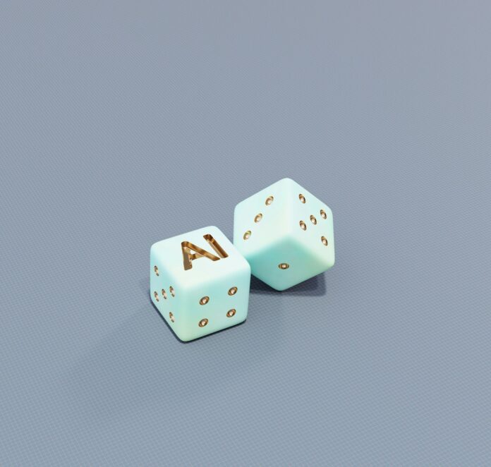 Two dice with ai letters and dots